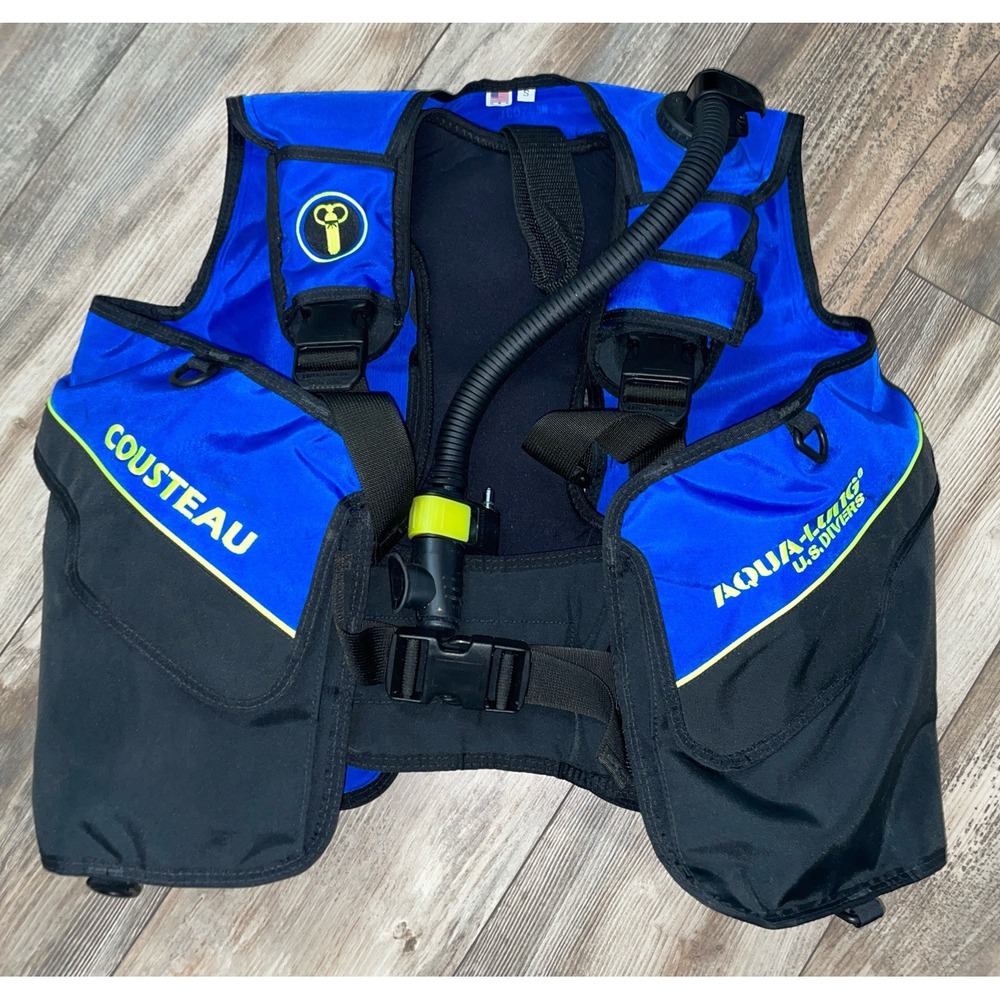 US Divers Aqua Lung Cousteau Scuba Diving Blue Vest Size Small